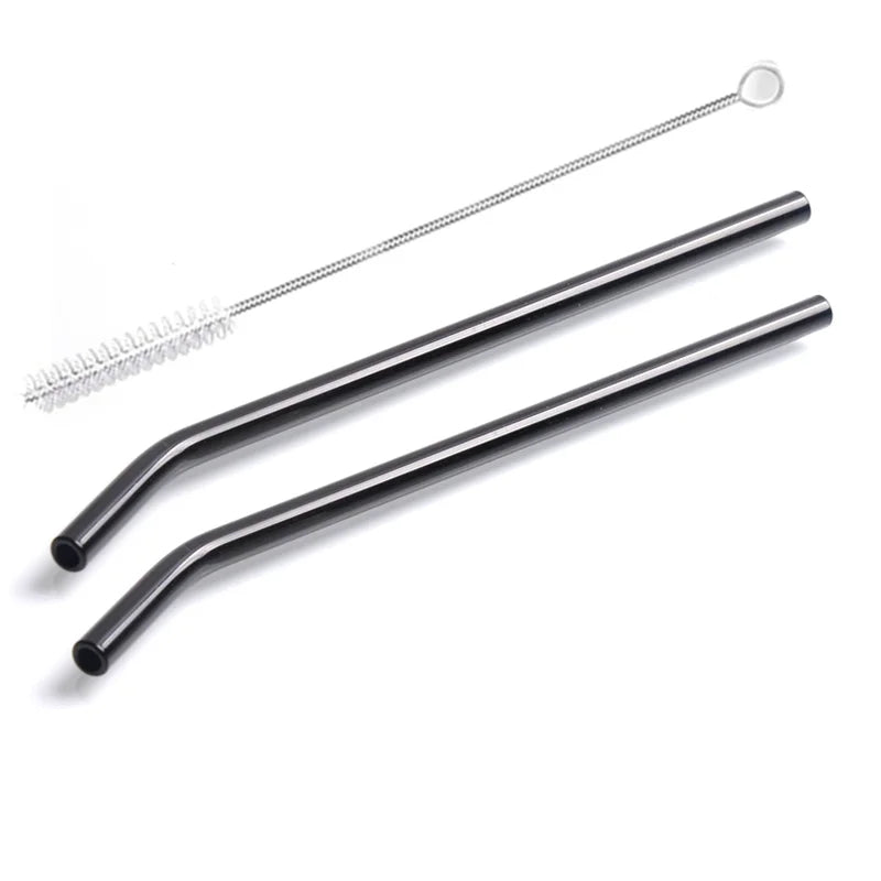 2Pcs Colorful Drinking Straws High Borosilicate Glass Straw Reusable Straws for Smoothies Juice Milkshake Coffee Cocktail Straw