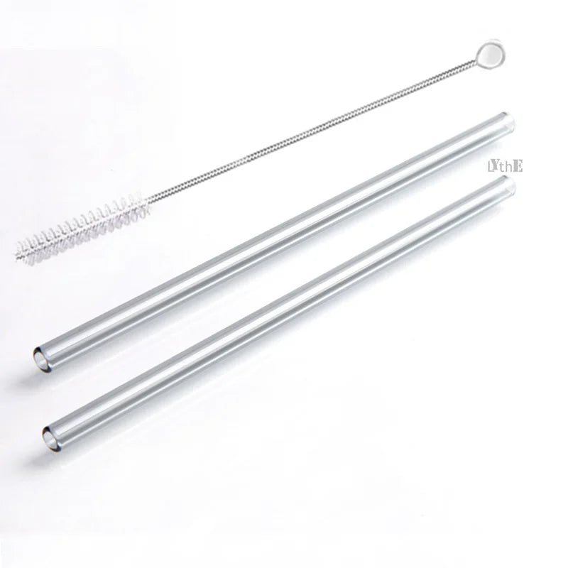 2Pcs Colorful Drinking Straws High Borosilicate Glass Straw Reusable Straws for Smoothies Juice Milkshake Coffee Cocktail Straw