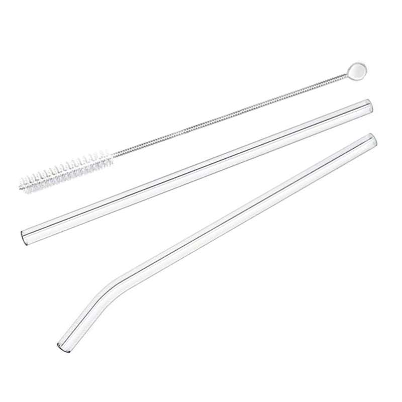 2Pcs Colorful Drinking Straws High Borosilicate Glass Straw Reusable Straws for Smoothies Juice Milkshake Coffee Cocktail Straw