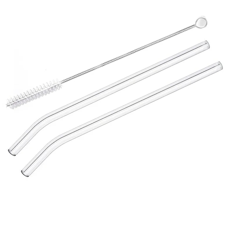 2Pcs Colorful Drinking Straws High Borosilicate Glass Straw Reusable Straws for Smoothies Juice Milkshake Coffee Cocktail Straw