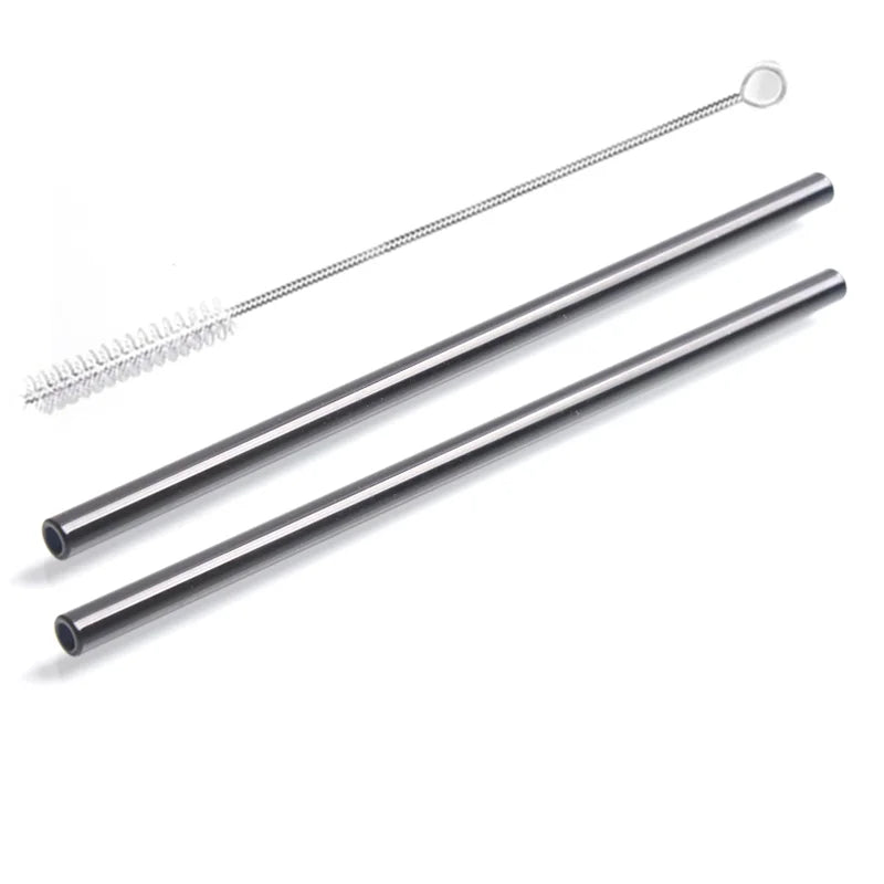2Pcs Colorful Drinking Straws High Borosilicate Glass Straw Reusable Straws for Smoothies Juice Milkshake Coffee Cocktail Straw