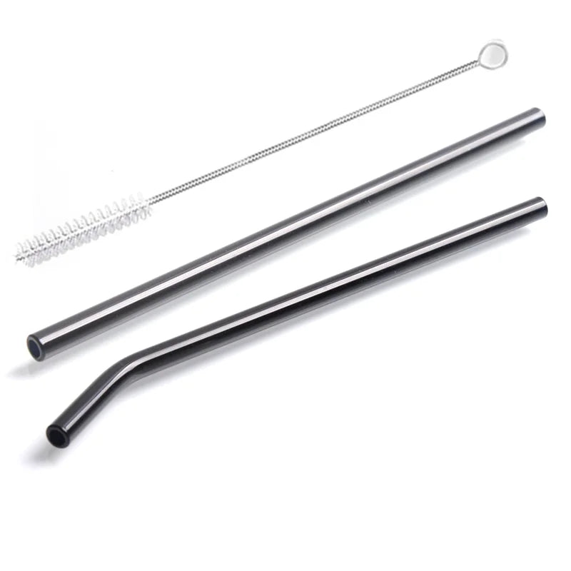 2Pcs Colorful Drinking Straws High Borosilicate Glass Straw Reusable Straws for Smoothies Juice Milkshake Coffee Cocktail Straw