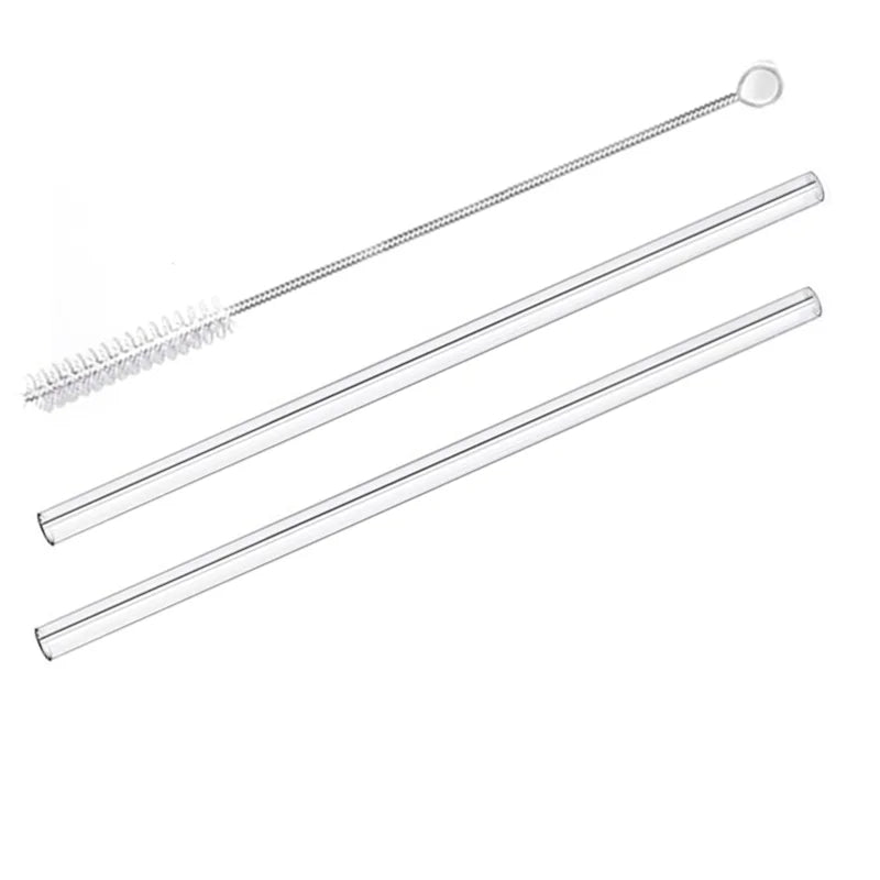 2Pcs Colorful Drinking Straws High Borosilicate Glass Straw Reusable Straws for Smoothies Juice Milkshake Coffee Cocktail Straw