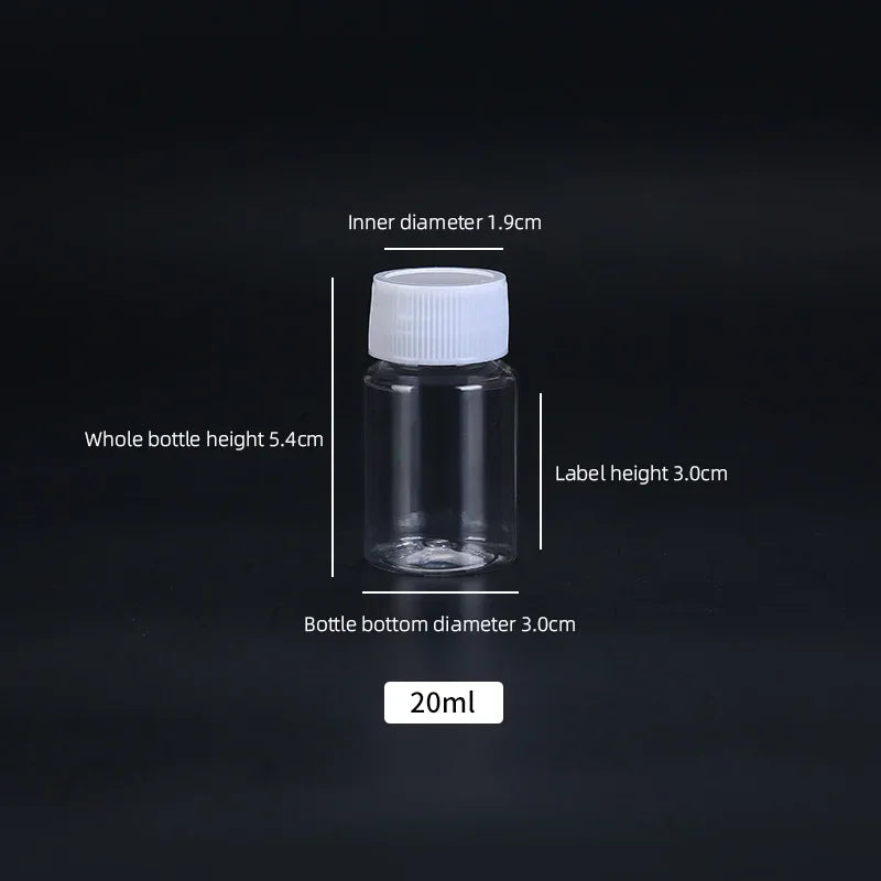 15ml/20ml/30ml/100ml Plastic PET Clear Empty Seal Bottles Solid Powder Medicine Pill Vial Container Reagent Packing Bottle