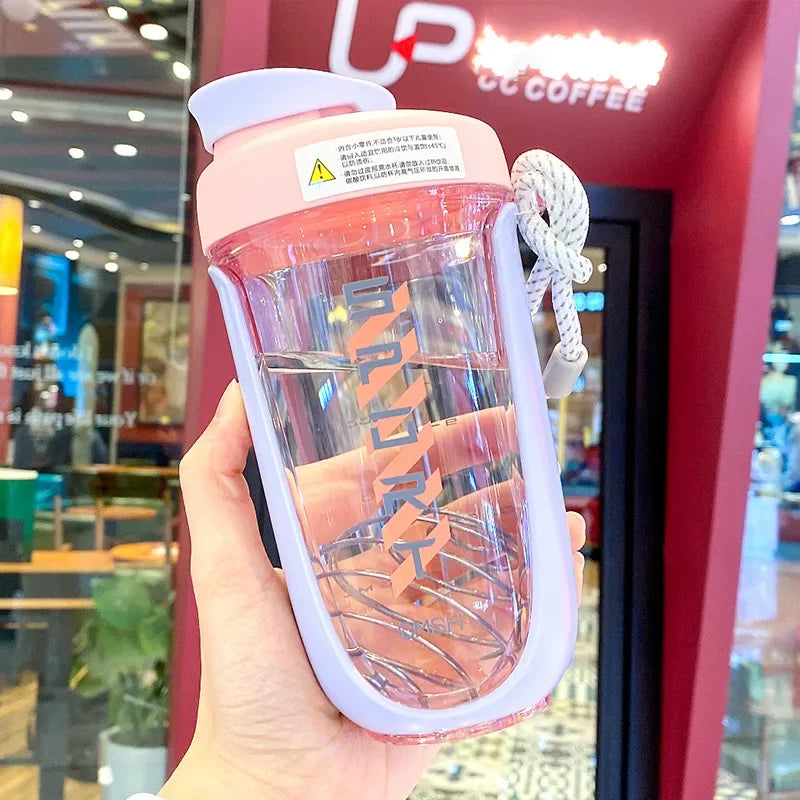 New 550ml Portable Kawaii Plastic Tritan Shaker Water Bottle Sports GYM Travel Protein Shaker Drink Bottles BPA Free