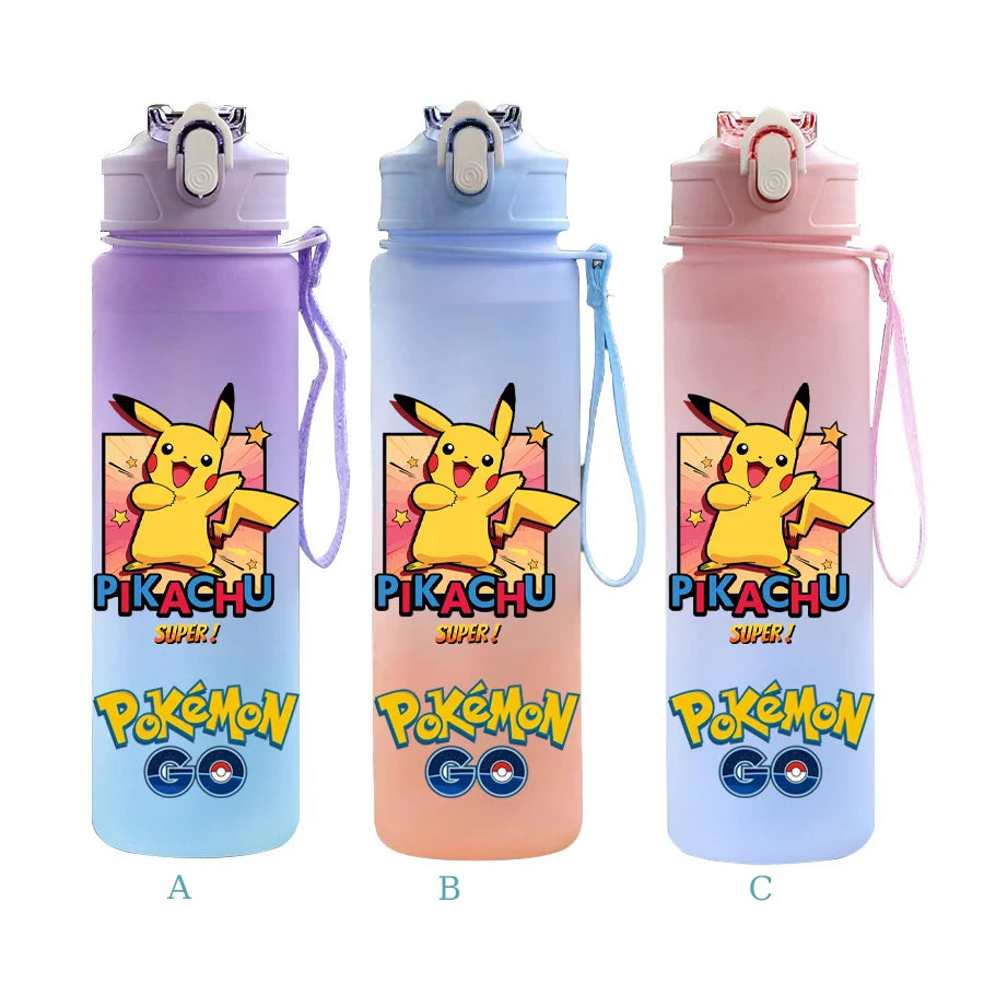 750ML Pokemon Gradient Color Plastic Drinking Bottle Water Bottle Hiking  Outdoor Large Capacit Portable Drink Bottles Cup