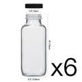 Glass Drink Bottles, 12OZ Vintage Square Water Bottles with Lids, Juice Bottles Beverages Containers for Milk, Kombucha, Smooth