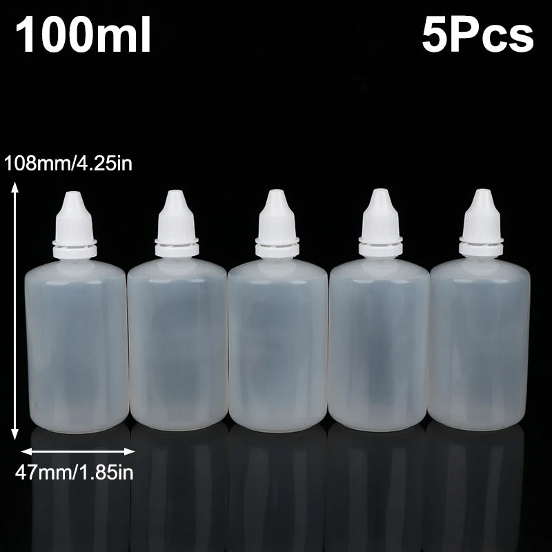 5Pcs 3/5/10/15/20/30/50/100ml Empty Plastic Dropper Bottle Paint Beauty Oil Ink Squeezable Refillable Bottle Cosmetics Storage