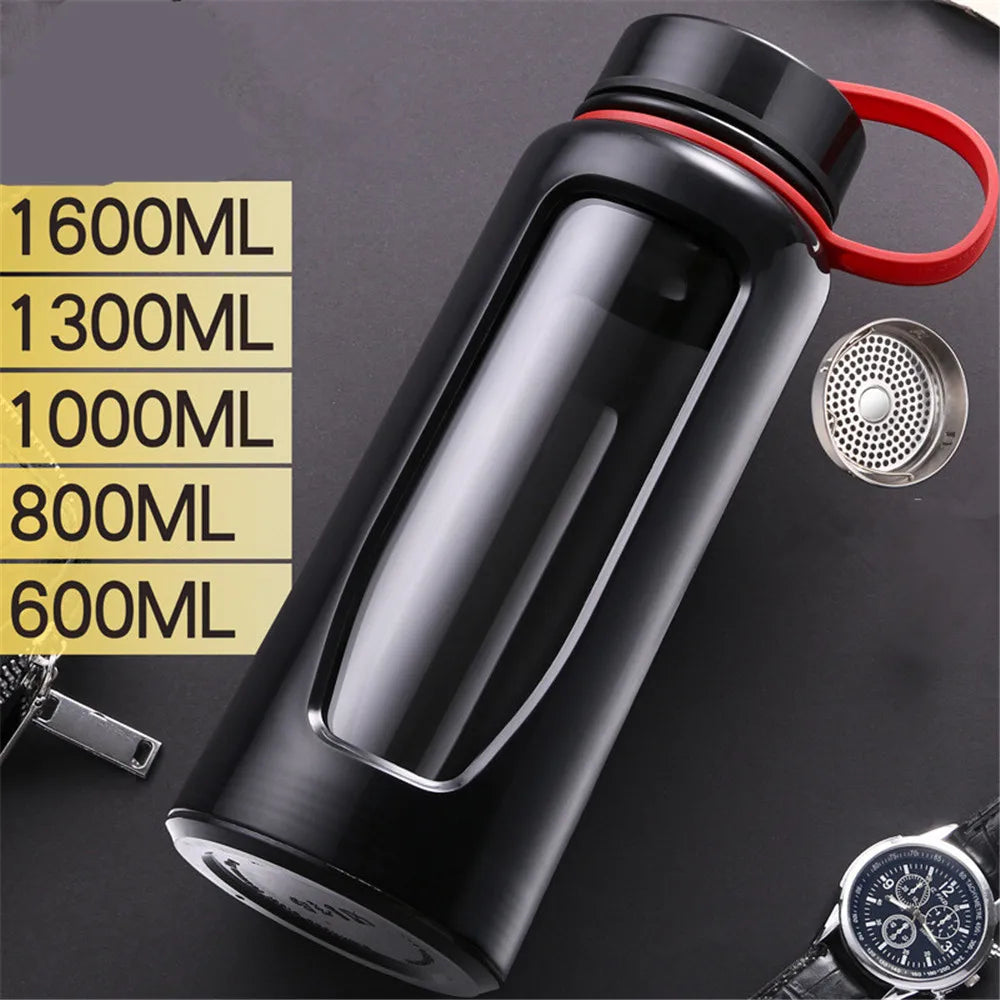 Glass Bottle Water Bottle 1000Ml Glass Water Bottle Thermos Glass Flask Sport Glass Bottles Bike Cup Double Bottom Glass Thermos