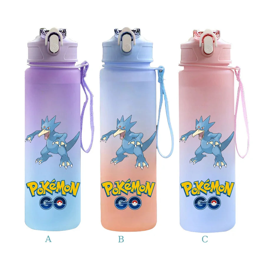 750ML Pokemon Gradient Color Plastic Drinking Bottle Water Bottle Hiking  Outdoor Large Capacit Portable Drink Bottles Cup