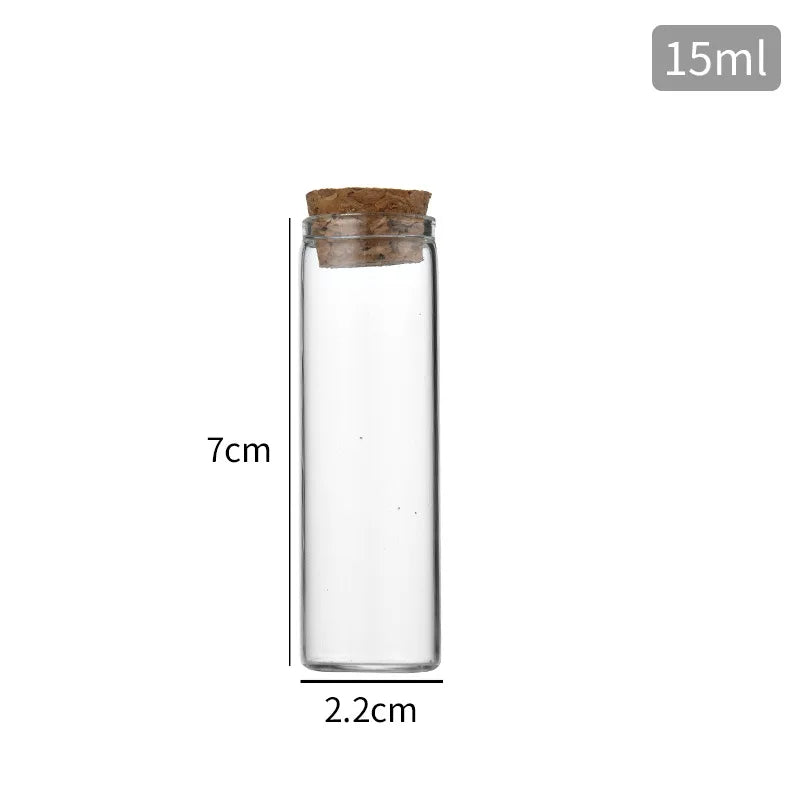 1pc 5ml/8ml/10ml/12ml/15ml/20ml/22ml/25ml/30ml Clear Glass Bottles with Cork Stopper Empty Spice Bottles Jars DIY Crafts Vials