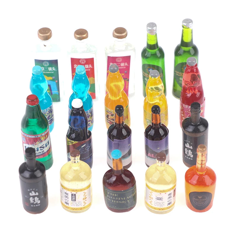 20PCS 1:6/1:12 Dollhouse Miniature Drink Bottles - Kitchen Accessories