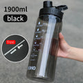Fjbottle 2 Liter Water Bottle With Straw Large Portable Travel Bottles Sports Fitness Cup with Time Scale