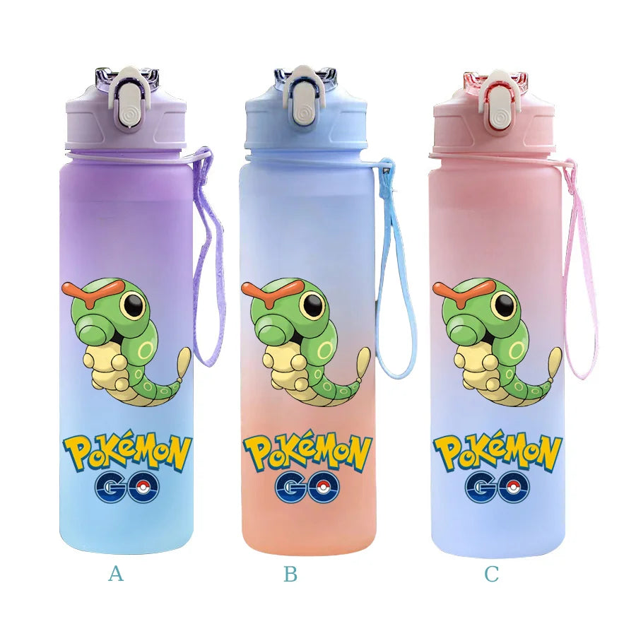 750ML Pokemon Gradient Color Plastic Drinking Bottle Water Bottle Hiking  Outdoor Large Capacit Portable Drink Bottles Cup