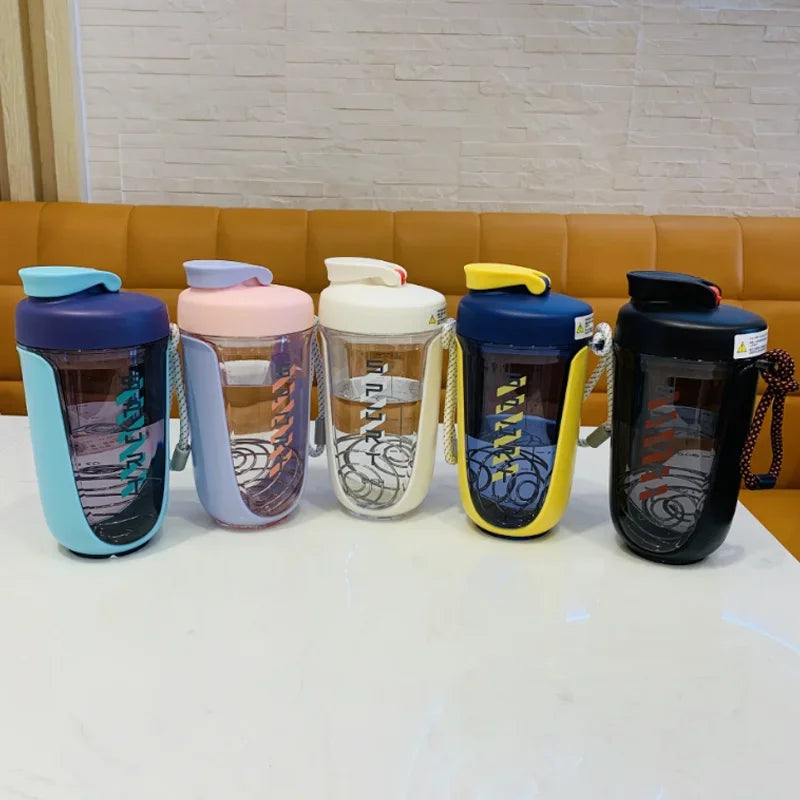 New 550ml Portable Kawaii Plastic Tritan Shaker Water Bottle Sports GYM Travel Protein Shaker Drink Bottles BPA Free