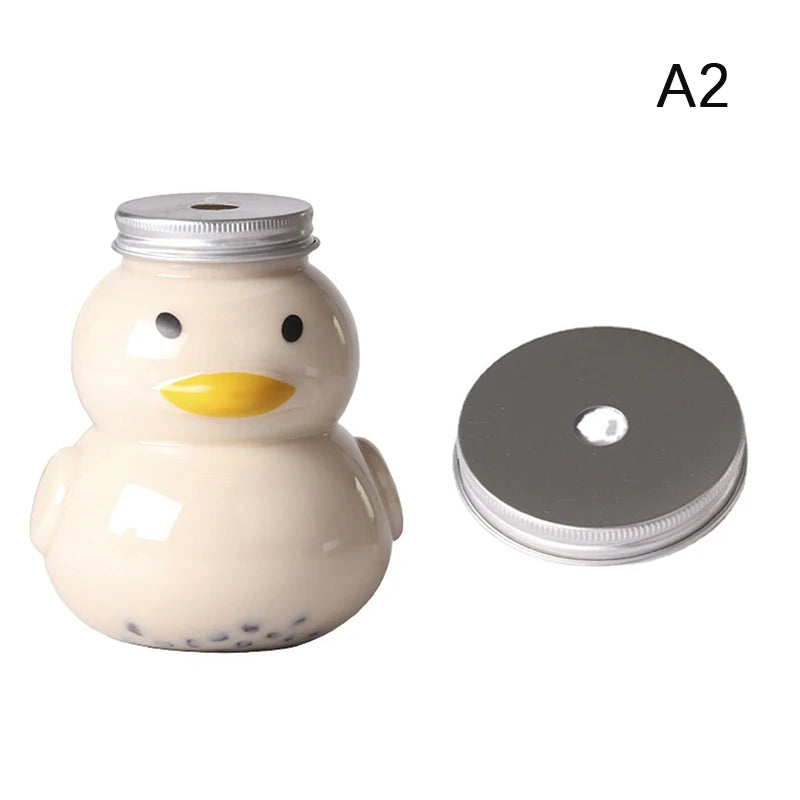 500ml Transparent Bottles Cute Duck Shape Disposable Drink Containers DIY Making Juice Milk Beverages Honey Candy Bottle