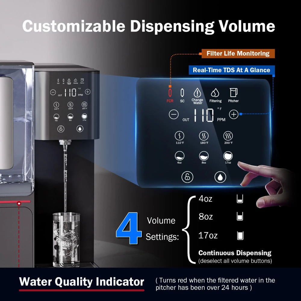 100G Countertop Reverse Osmosis Water Filter Dispenser Low TDS Water Purifier Certified 3 Stage RO Water Filtration System