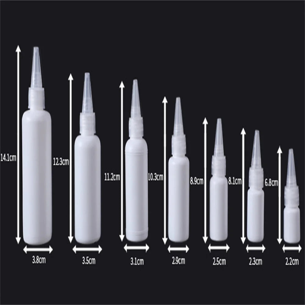 5/10/20/30/50/60/100ml Empty PE Plastic Glue Bottles With Screw-On Lids Squeeze Liquid Ink Oil Dropper Bottles