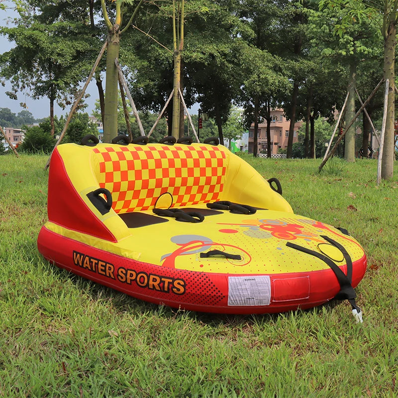 Heavy-Duty Watersports Inflatable Towable Booster Tubes -3 Person Towable Water Tube with Back Rest for Boat to Pull