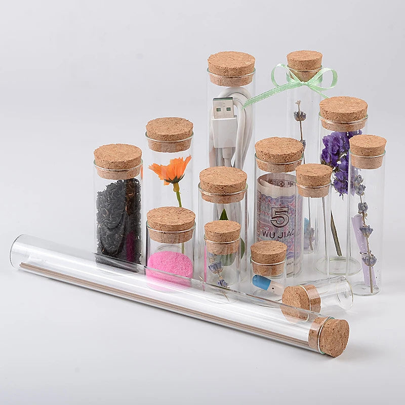 5ml-30ml Glass Bottles with Cork Vials Wishing Bottles for Medicine Candy Spice Jars Art Crafts Wedding Favors Control Bottle