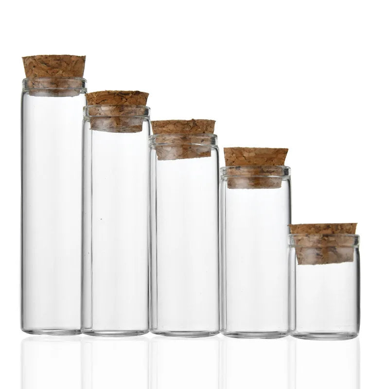 1PC 5ml/8ml/10ml/12ml/15ml/20ml/22ml/25ml/30ml Empty Clear Glass Bottles with Cork Stopper Spice Bottles Jars DIY Crafts Vials