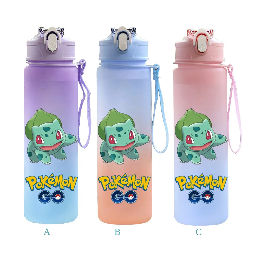 750ML Pokemon Gradient Color Plastic Drinking Bottle Water Bottle Hiking  Outdoor Large Capacit Portable Drink Bottles Cup