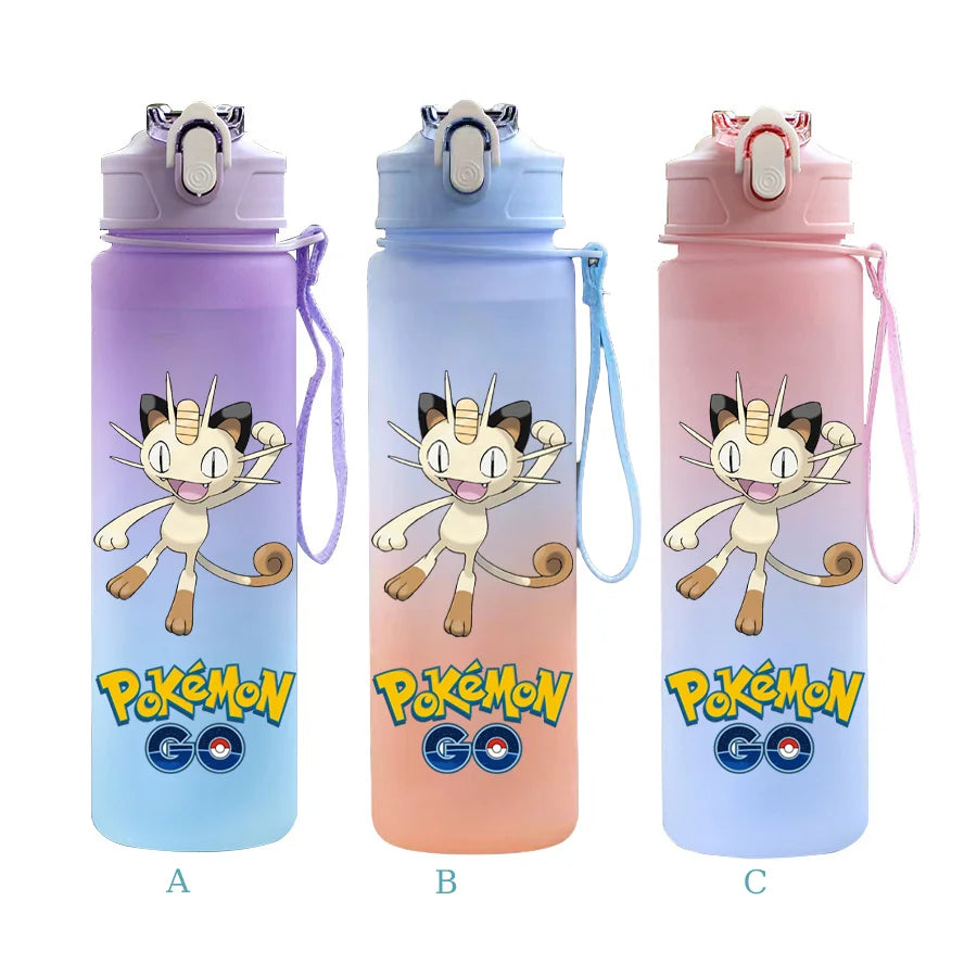 750ML Pokemon Gradient Color Plastic Drinking Bottle Water Bottle Hiking  Outdoor Large Capacit Portable Drink Bottles Cup
