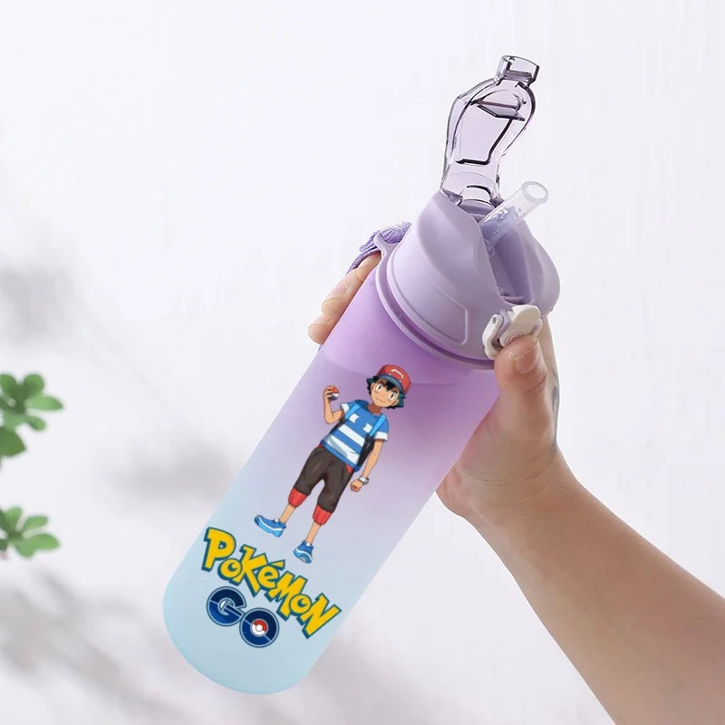 750ML Pokemon Gradient Color Plastic Drinking Bottle Water Bottle Hiking  Outdoor Large Capacit Portable Drink Bottles Cup