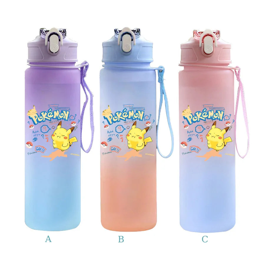 750ML Pokemon Gradient Color Plastic Drinking Bottle Water Bottle Hiking  Outdoor Large Capacit Portable Drink Bottles Cup