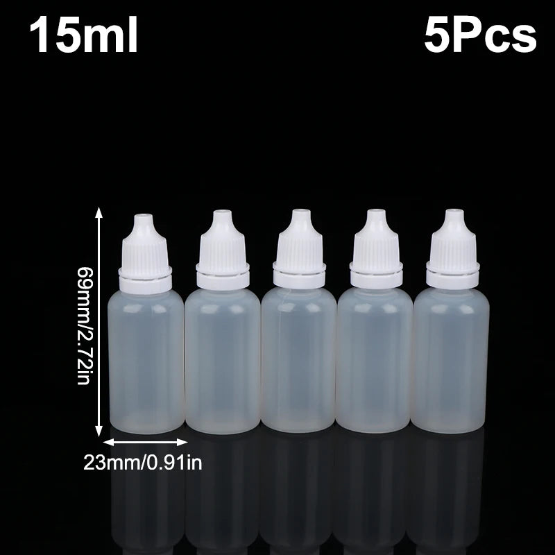 5Pcs 3/5/10/15/20/30/50/100ml Empty Plastic Dropper Bottle Paint Beauty Oil Ink Squeezable Refillable Bottle Cosmetics Storage