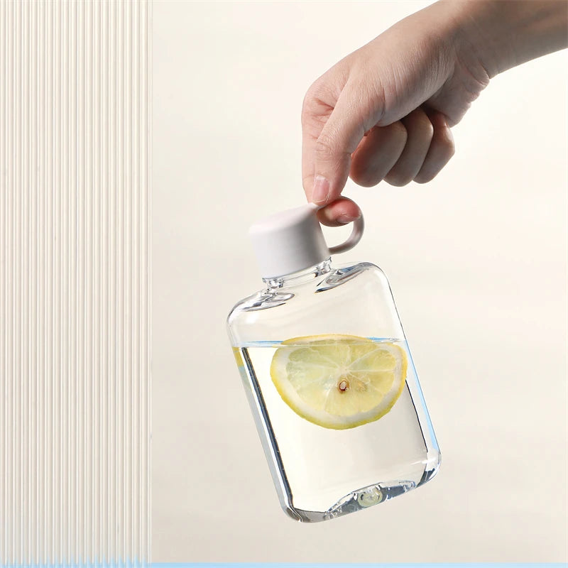 360ML Water Botlte Flat Bpa Free Sport Crystal Plastic Crystal Drinks Kettle Notebook Milk Juice Drinkware Outdoor Portable Cup