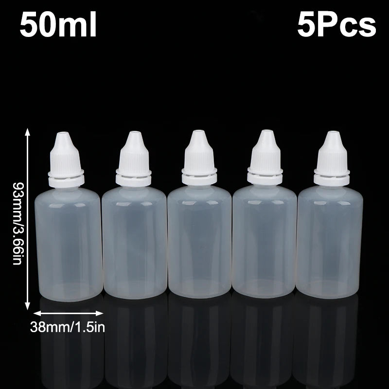 5Pcs 3/5/10/15/20/30/50/100ml Empty Plastic Dropper Bottle Paint Beauty Oil Ink Squeezable Refillable Bottle Cosmetics Storage