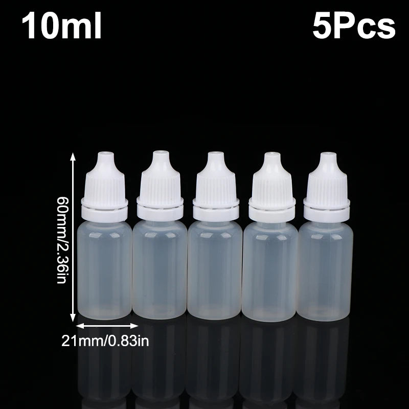 5Pcs 3/5/10/15/20/30/50/100ml Empty Plastic Dropper Bottle Paint Beauty Oil Ink Squeezable Refillable Bottle Cosmetics Storage