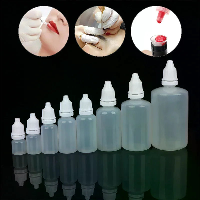 5Pcs 3/5/10/15/20/30/50/100ml Empty Plastic Dropper Bottle Paint Beauty Oil Ink Squeezable Refillable Bottle Cosmetics Storage