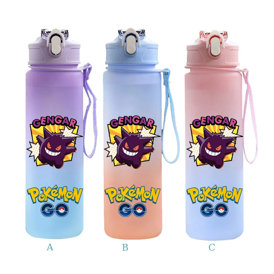 750ML Pokemon Gradient Color Plastic Drinking Bottle Water Bottle Hiking  Outdoor Large Capacit Portable Drink Bottles Cup