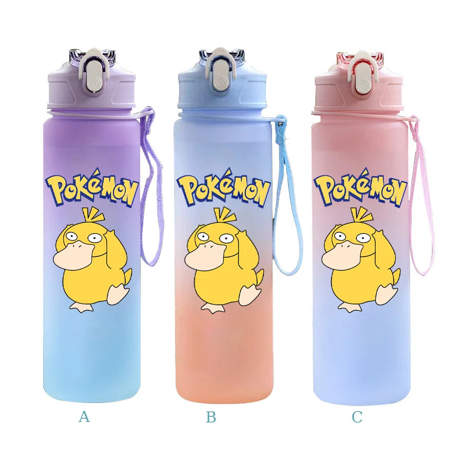 750ML Pokemon Gradient Color Plastic Drinking Bottle Water Bottle Hiking  Outdoor Large Capacit Portable Drink Bottles Cup