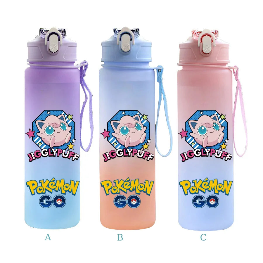 750ML Pokemon Gradient Color Plastic Drinking Bottle Water Bottle Hiking  Outdoor Large Capacit Portable Drink Bottles Cup