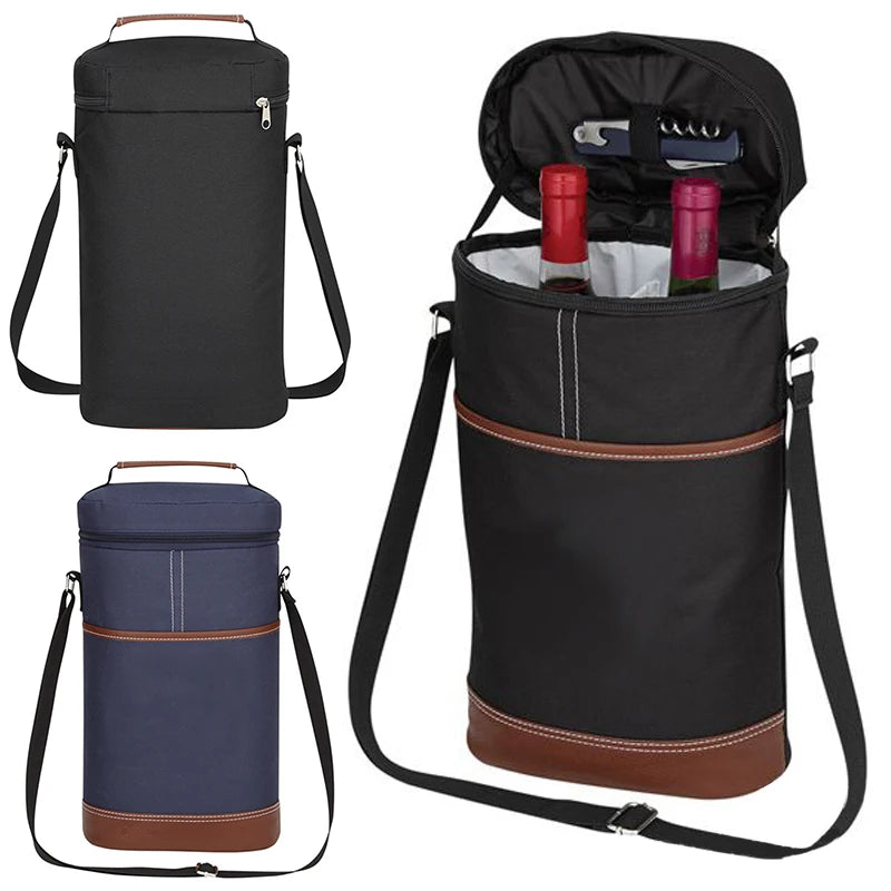 7L Portable Wine Cooler Bag Insulated Thermal Carrier for 2 Drink Bottles Beer Outdoor Party Travel Portable Wine Tote Bag 2025