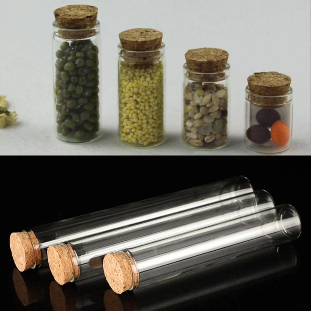 1PC 5ml/8ml/10ml/12ml/15ml/20ml/22ml/25ml/30ml Empty Clear Glass Bottles with Cork Stopper Spice Bottles Jars DIY Crafts Vials