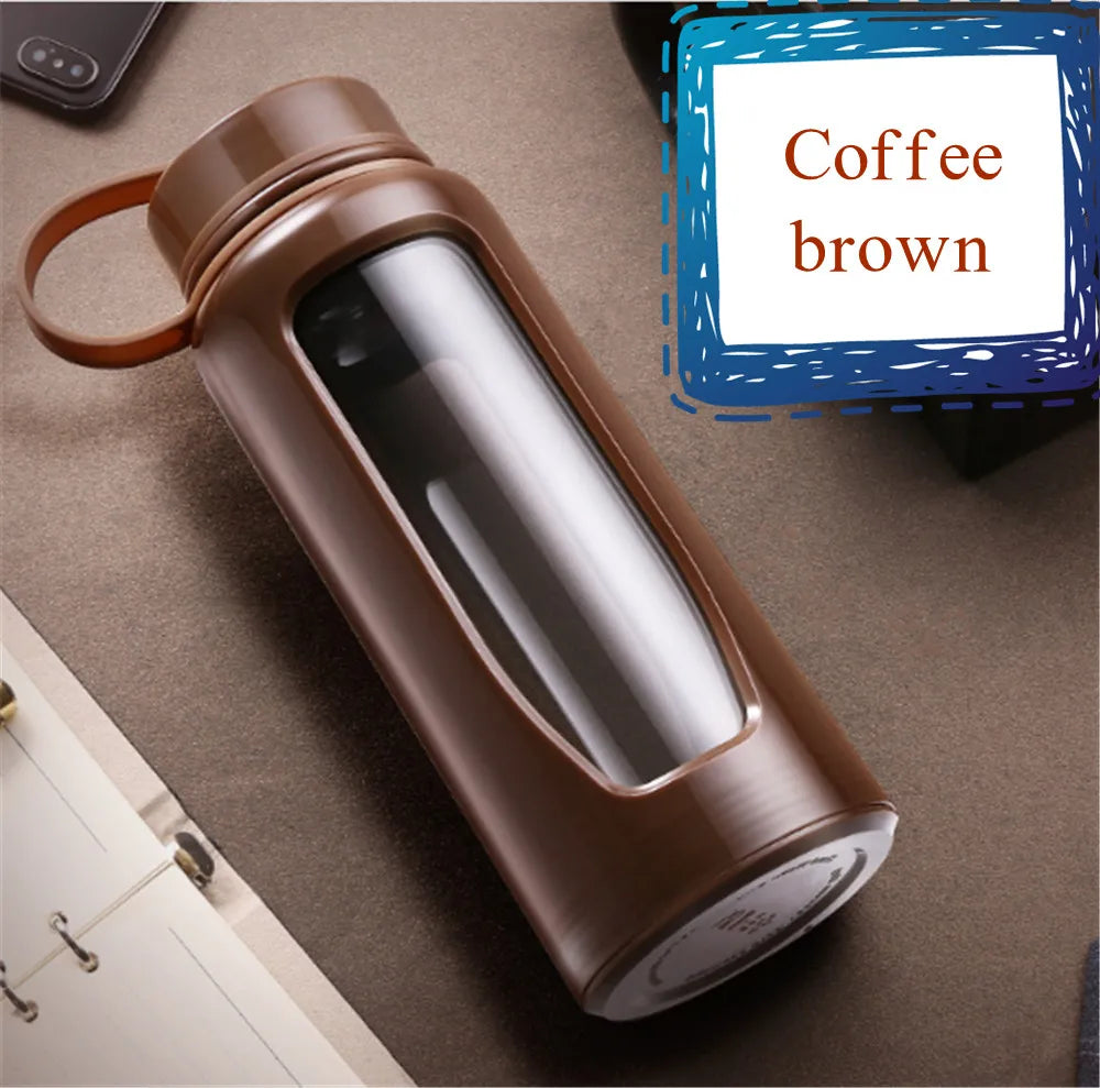 Glass Bottle Water Bottle 1000Ml Glass Water Bottle Thermos Glass Flask Sport Glass Bottles Bike Cup Double Bottom Glass Thermos