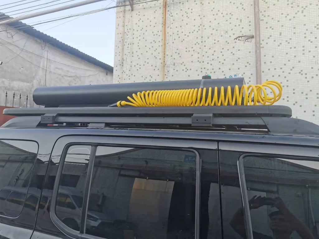 Aluminum 30L Capacity Car Roof Top Water Tank With High Pressure Sprinkler Outdoor Camping Car Water Storage Tank