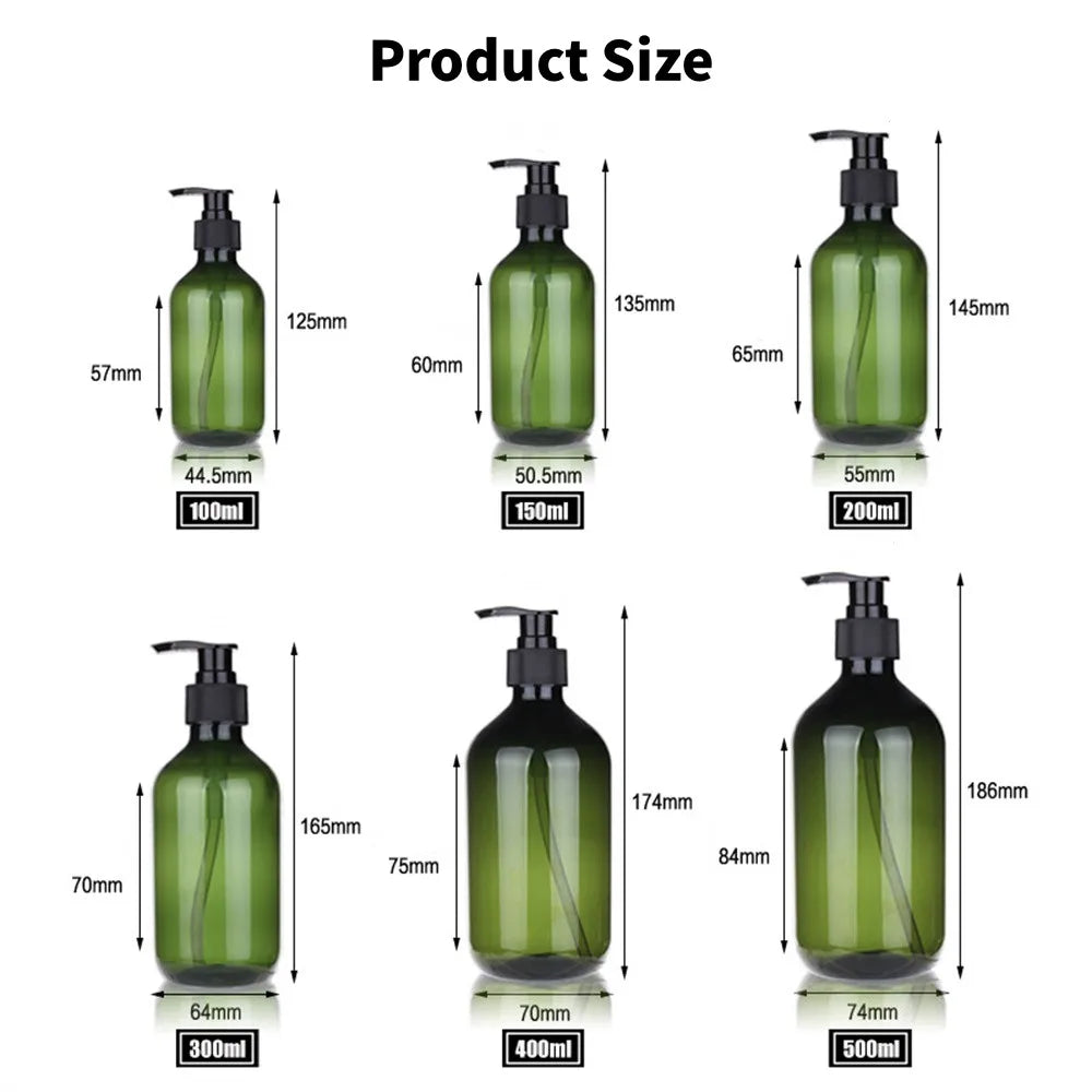 100/200/300/400/500ml Pump Bottle Dispenser Refillable Bathroom Shampoo Shower Gel Bottles Kitchen Dish Plastic Liquid Container