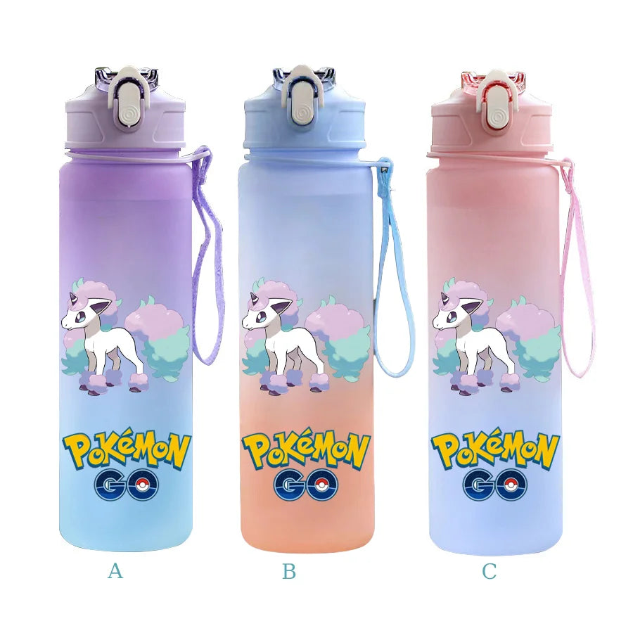 750ML Pokemon Gradient Color Plastic Drinking Bottle Water Bottle Hiking  Outdoor Large Capacit Portable Drink Bottles Cup