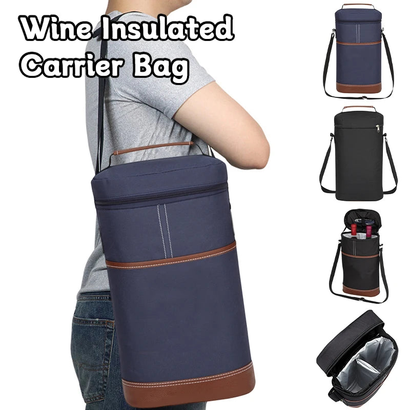 7L Portable Wine Cooler Bag Insulated Thermal Carrier for 2 Drink Bottles Beer Outdoor Party Travel Portable Wine Tote Bag 2025