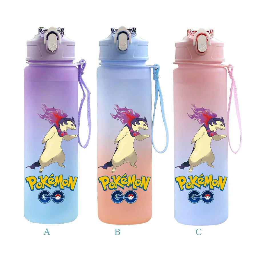750ML Pokemon Gradient Color Plastic Drinking Bottle Water Bottle Hiking  Outdoor Large Capacit Portable Drink Bottles Cup