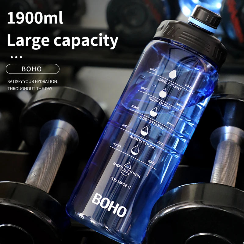 Fjbottle 2 Liter Water Bottle With Straw Large Portable Travel Bottles Sports Fitness Cup with Time Scale