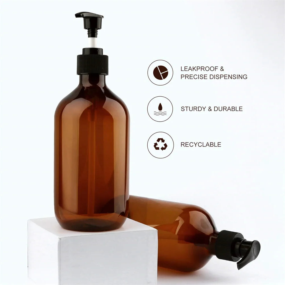 100/200/300/400/500ml Pump Bottle Dispenser Refillable Bathroom Shampoo Shower Gel Bottles Kitchen Dish Plastic Liquid Container