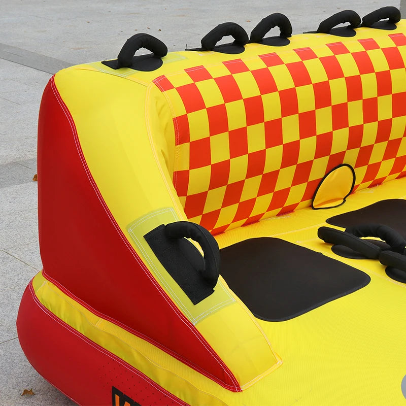 Heavy-Duty Watersports Inflatable Towable Booster Tubes -3 Person Towable Water Tube with Back Rest for Boat to Pull