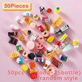 50Pcs Miniature Food Drink Bottles Soda Pop Cans Pretend Play Kitchen Game Party Accessories Toys Cake Ice Cream for Doll House