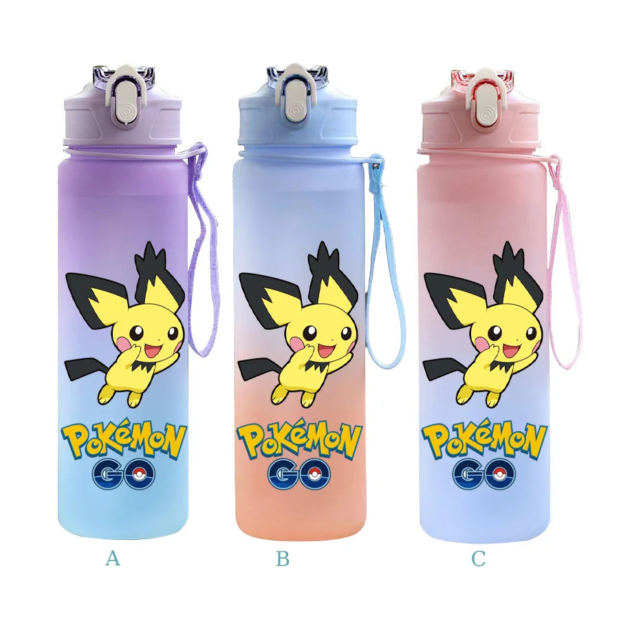 750ML Pokemon Gradient Color Plastic Drinking Bottle Water Bottle Hiking  Outdoor Large Capacit Portable Drink Bottles Cup